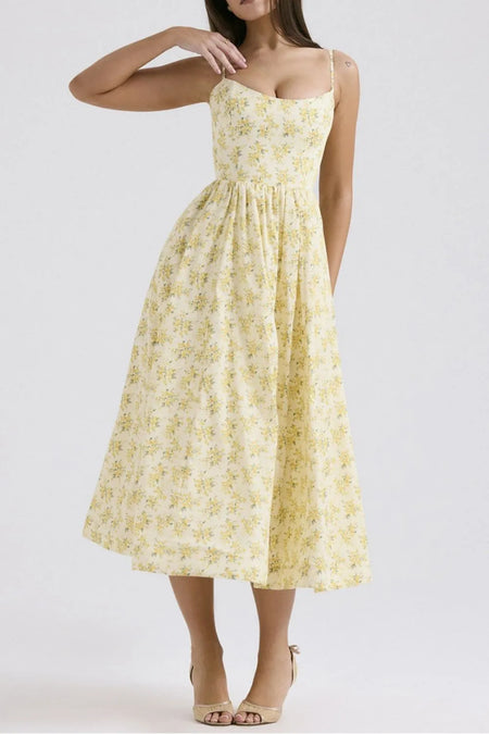 Floral Print Spaghetti Strap Midi Dress - alternate view 7