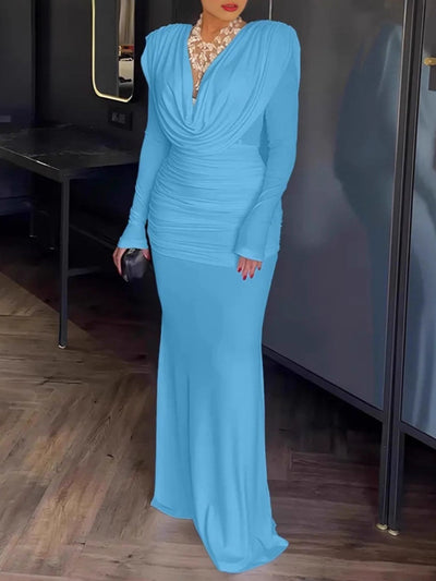 Ruched Long Sleeve Maxi Dress - alternate view 5
