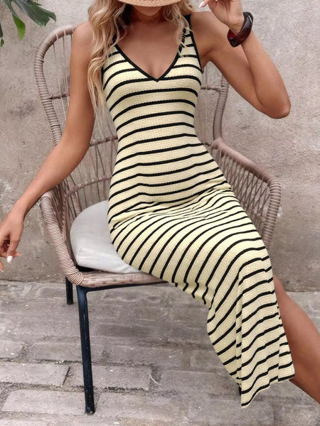 Striped Bodycon Knit Midi Dress - alternate view 4