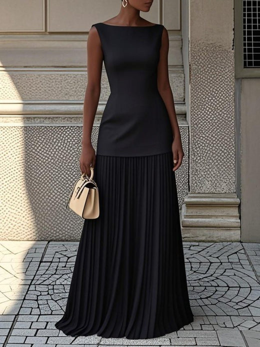 Sleeveless Pleated Maxi Dress - alternate view 4