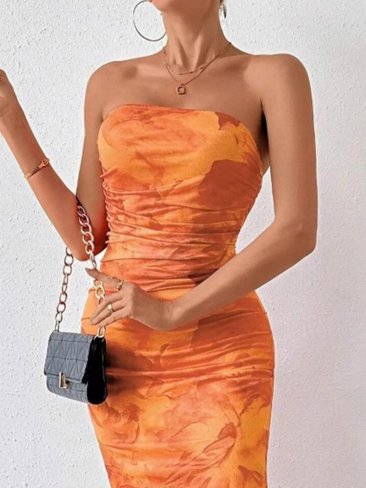 Printed Side Slit Tube Dress - alternate view 10
