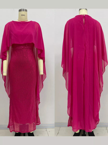 Sequin Cape Overlay Evening Dress - alternate view 29