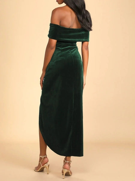 Off-Shoulder Wrap Dress with Side Slit - alternate view 3