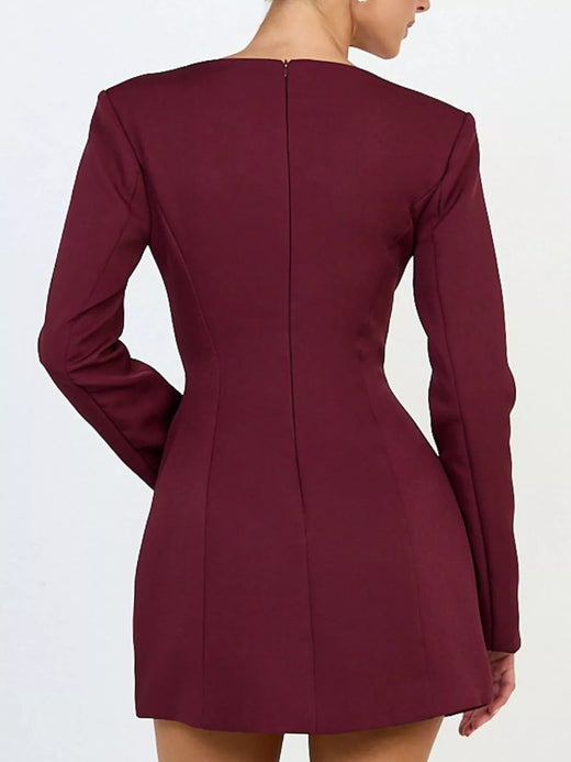 Deep V-Neck Button-Down Blazer Dress - alternate view 4