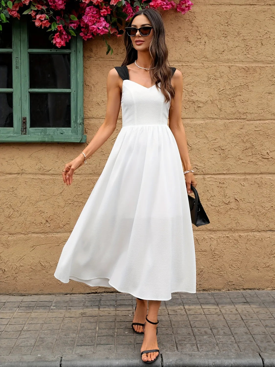 Sweetheart Neck Wide Strap Midi Dress - alternate view 4