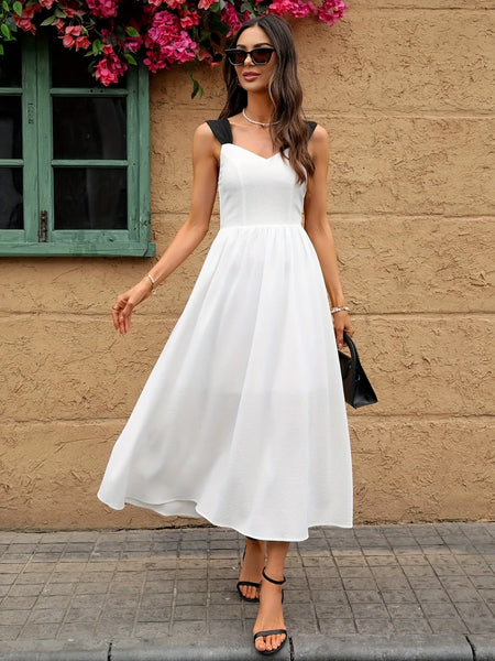 Sweetheart Neck Wide Strap Midi Dress - alternate view 4