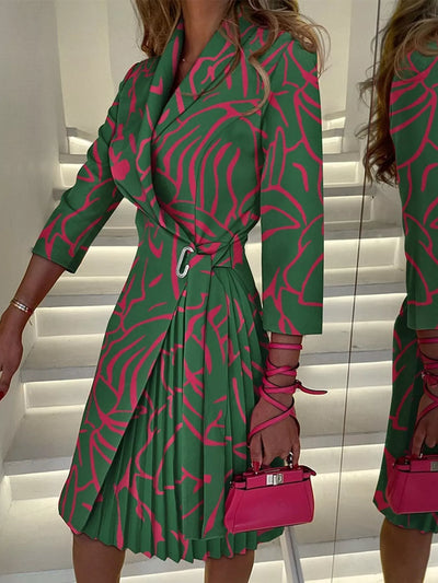 Blazer Style Pleated Midi Dress