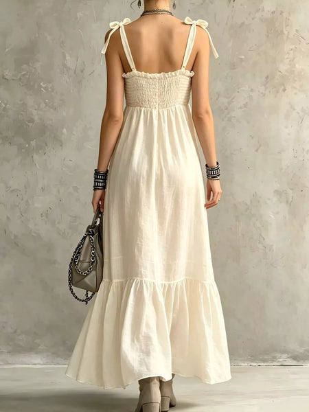 Smocked Tie-Shoulder Maxi Dress - alternate view 2
