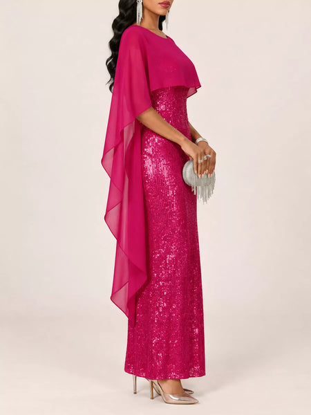 Sequin Cape Overlay Evening Dress - alternate view 27