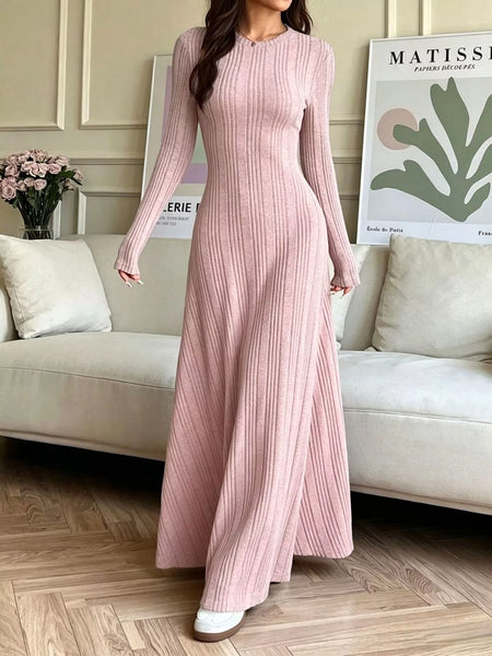 Long Sleeve Ribbed Knit Dress - alternate view 4