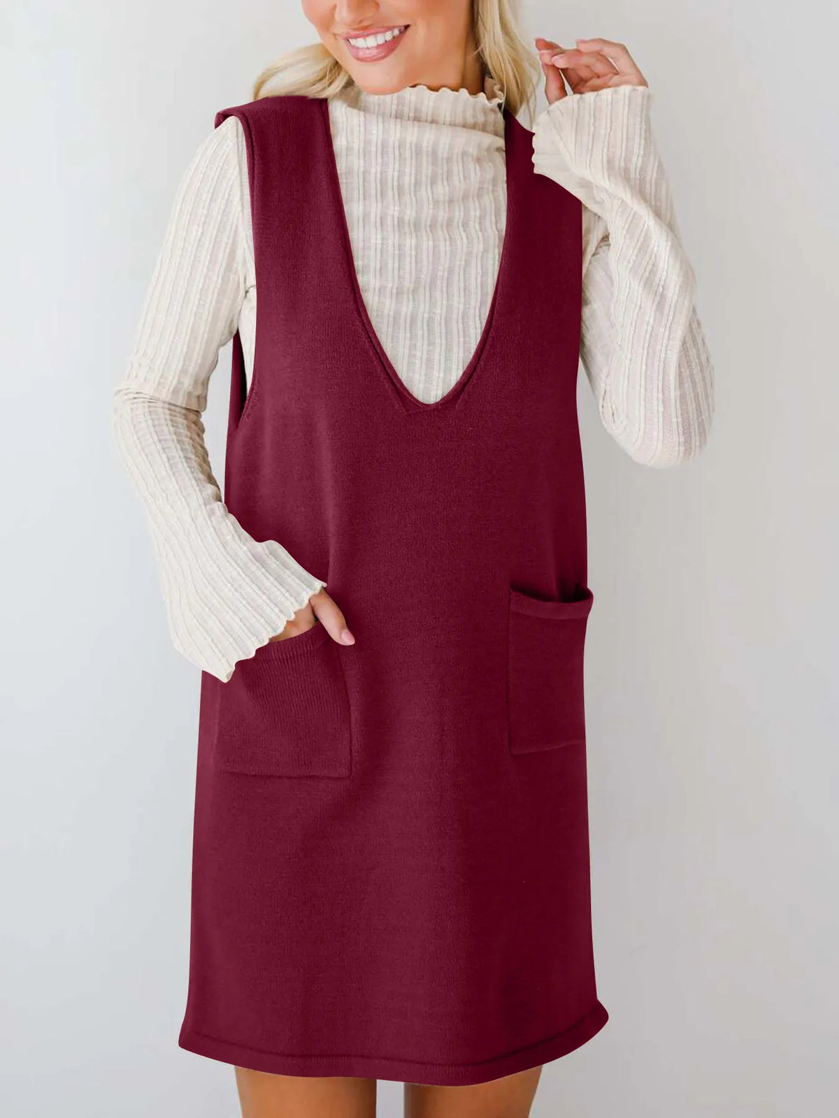 Sleeveless Knit Dress with Pockets - alternate view 11