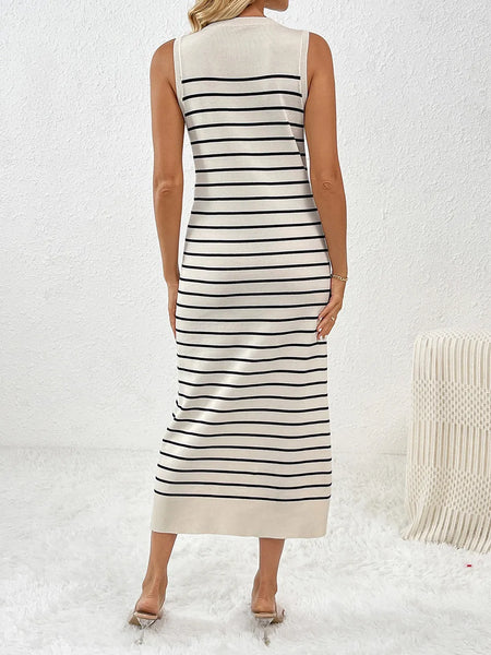 Round Neck Sleeve Midi Knit Dress - alternate view 2