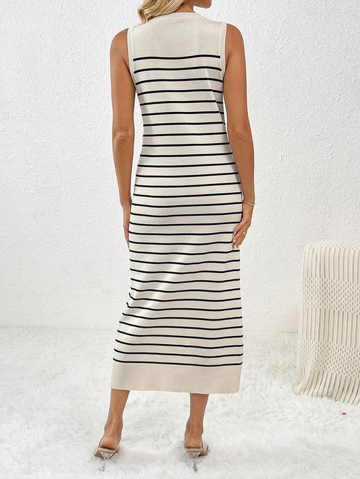 Round Neck Sleeve Midi Knit Dress - alternate view 2