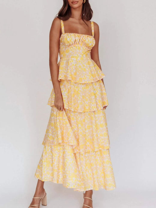 Floral Layered Ruffle Maxi Dress - alternate view 4