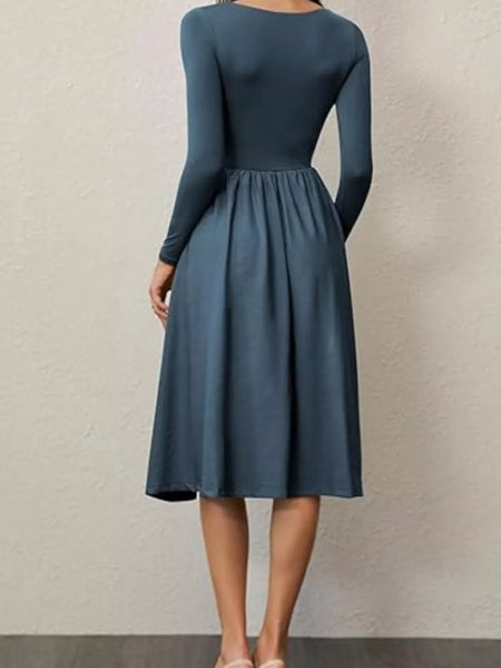 Square Neck Long Sleeve Midi Dress - alternate view 15
