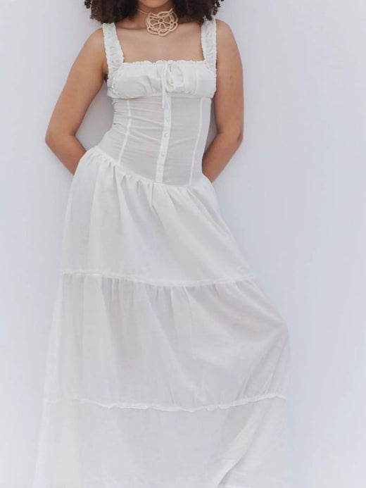 Ruffled Square Neck Tiered Maxi Dress - alternate view 4