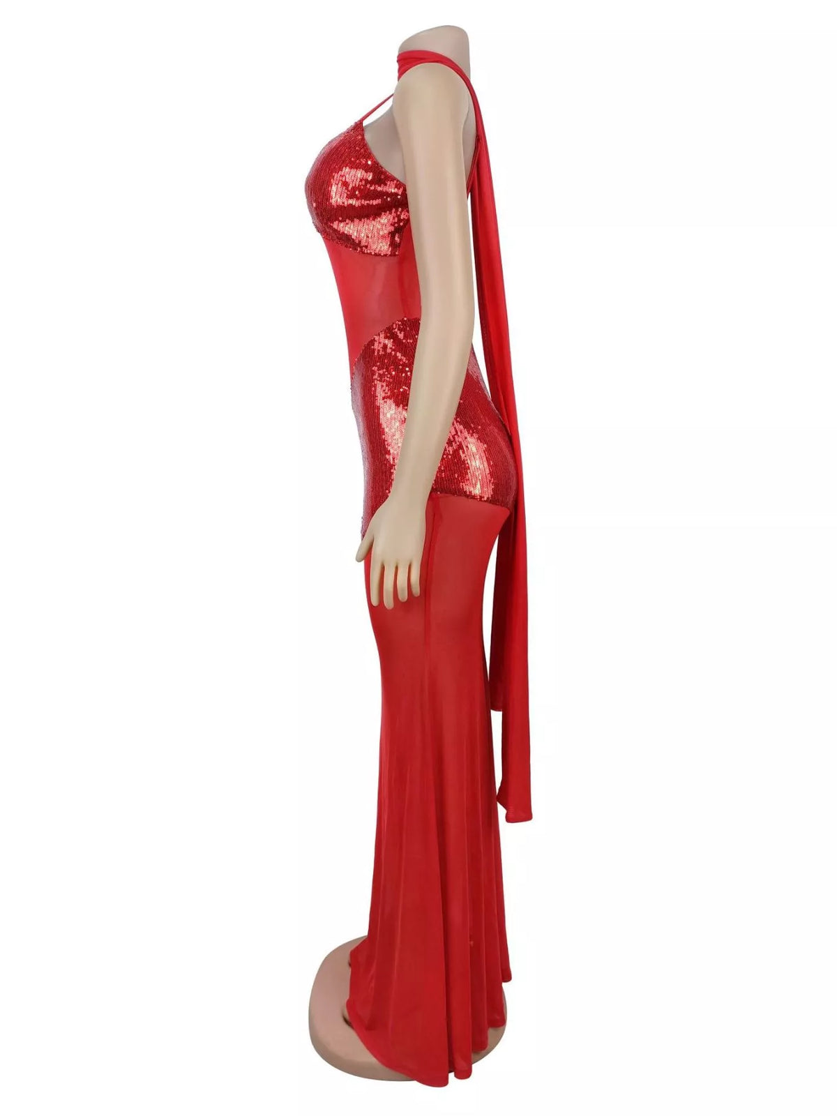Sequin V-Neck Sheer Mesh Sleeveless Maxi Dress - alternate view 10