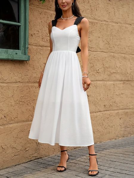 Sweetheart Neck Wide Strap Midi Dress - alternate view 5