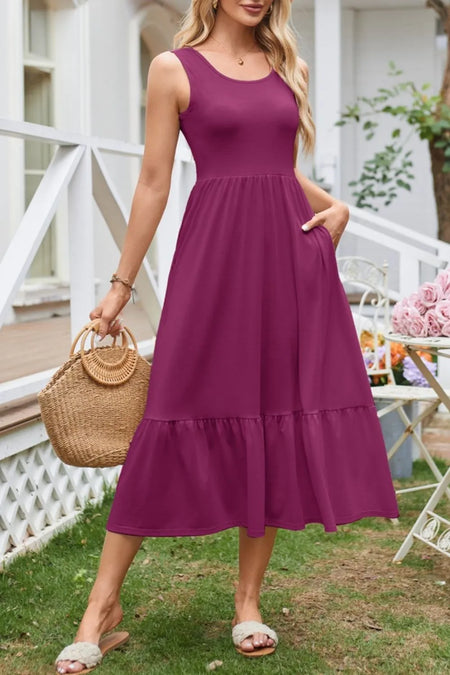 Round Neck Wide Strap Tank Dress - alternate view 5