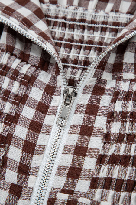Gingham Zip-Front Midi Dress - alternate view 12