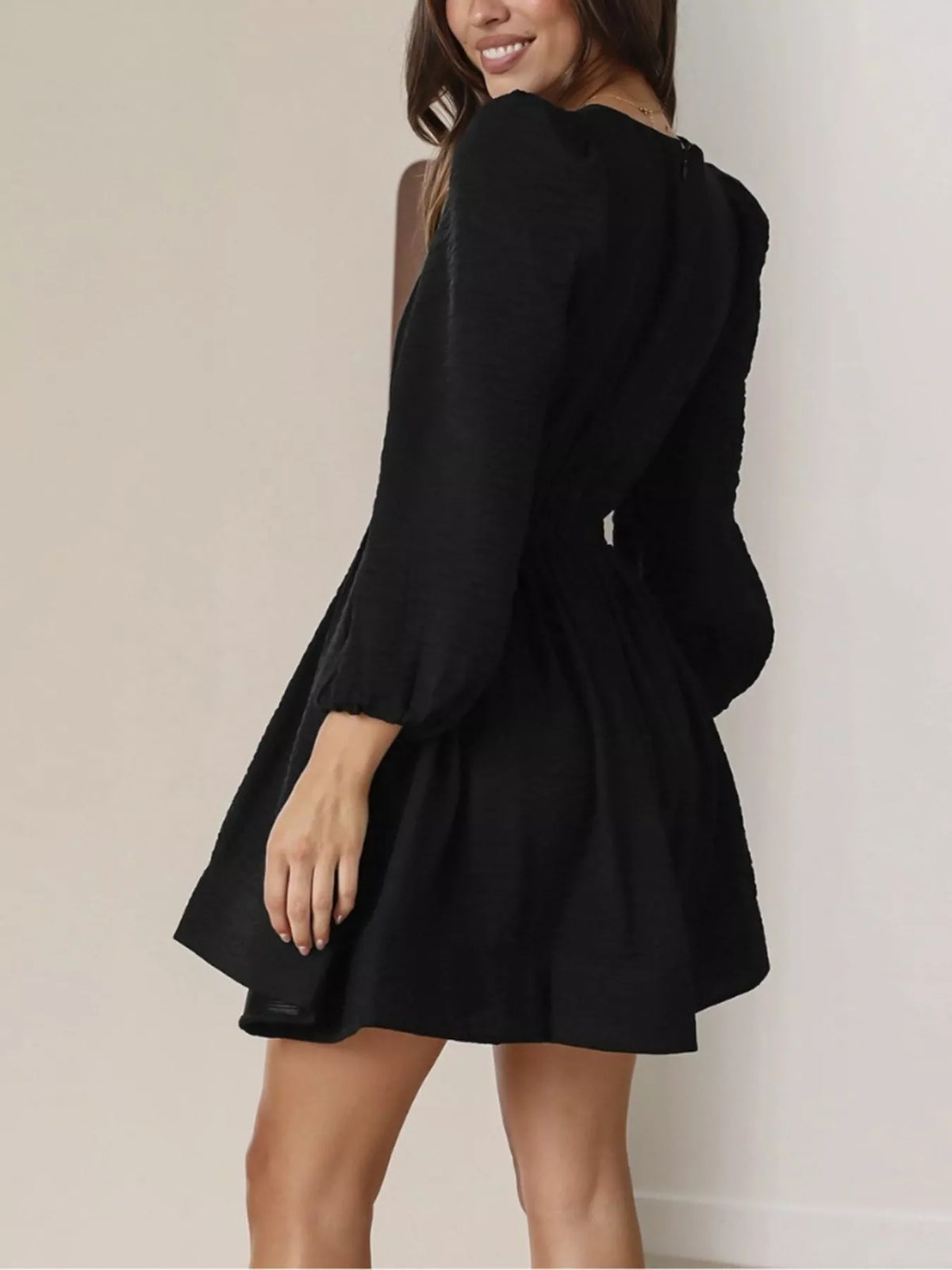V-Neck Long Sleeve Mini Dress - alternate view 20