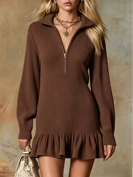 Ruffle Hem Half Zip Dress - alternate view 7