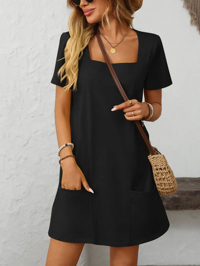 Mandy Square Neck Short Sleeve Mini Dress - alternate view 15