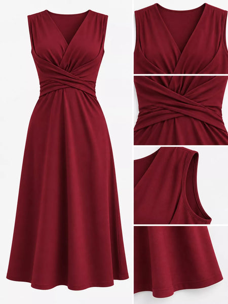 Full Size Ruched Front Midi Dress Plus Size - alternate view 51