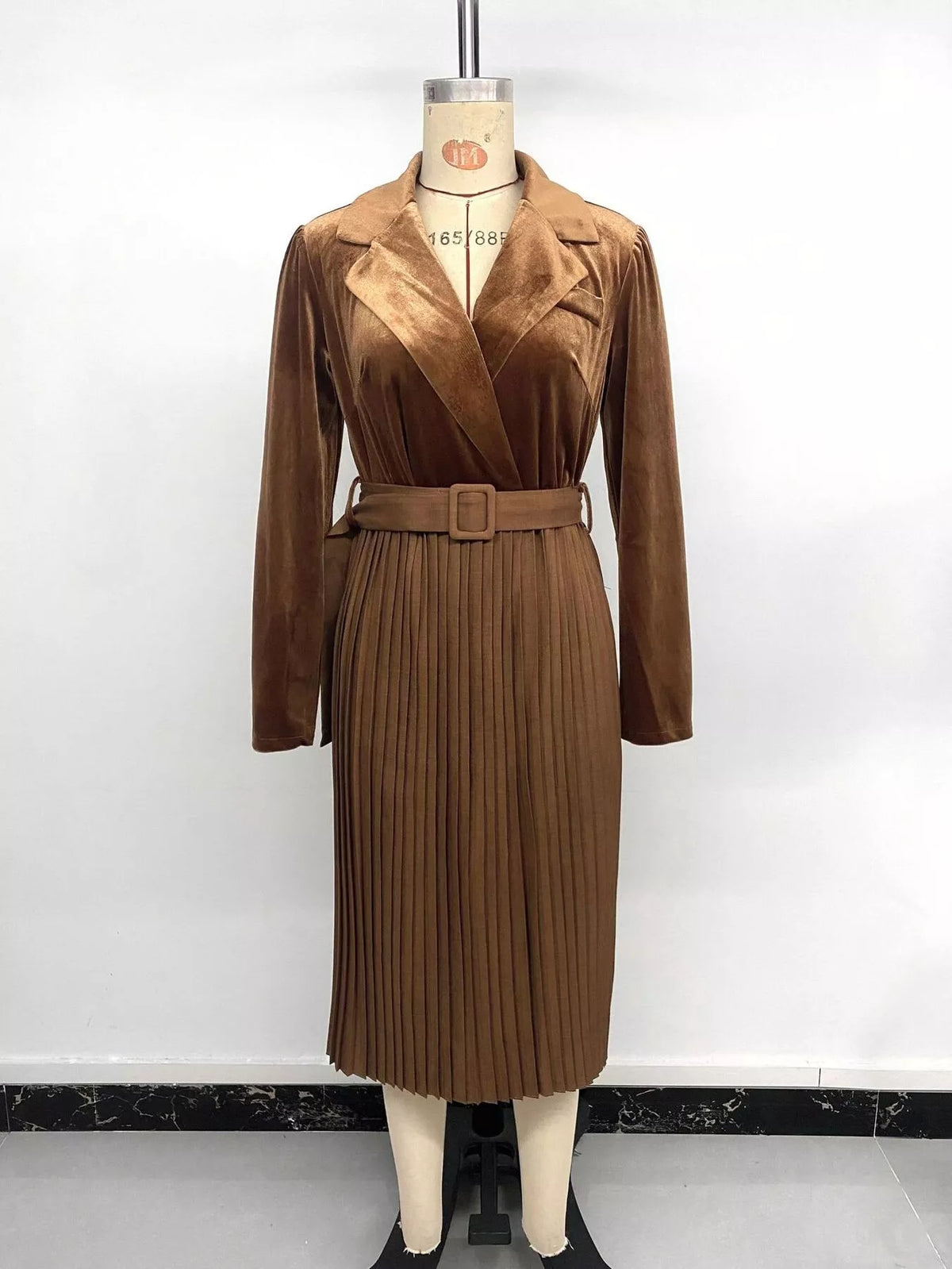 Velvet Pleated Midi Blazer Dress - alternate view 15