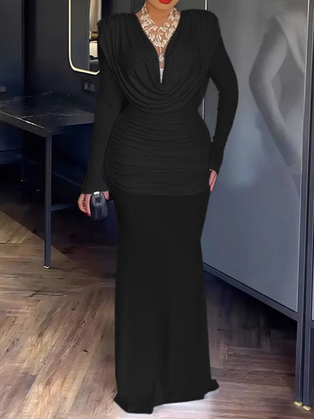 Ruched Long Sleeve Maxi Dress - alternate view 3