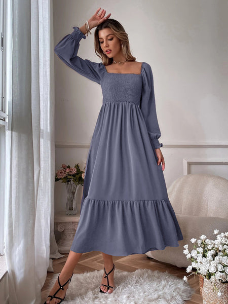 Smocked Long Sleeve Midi Dress - alternate view 13