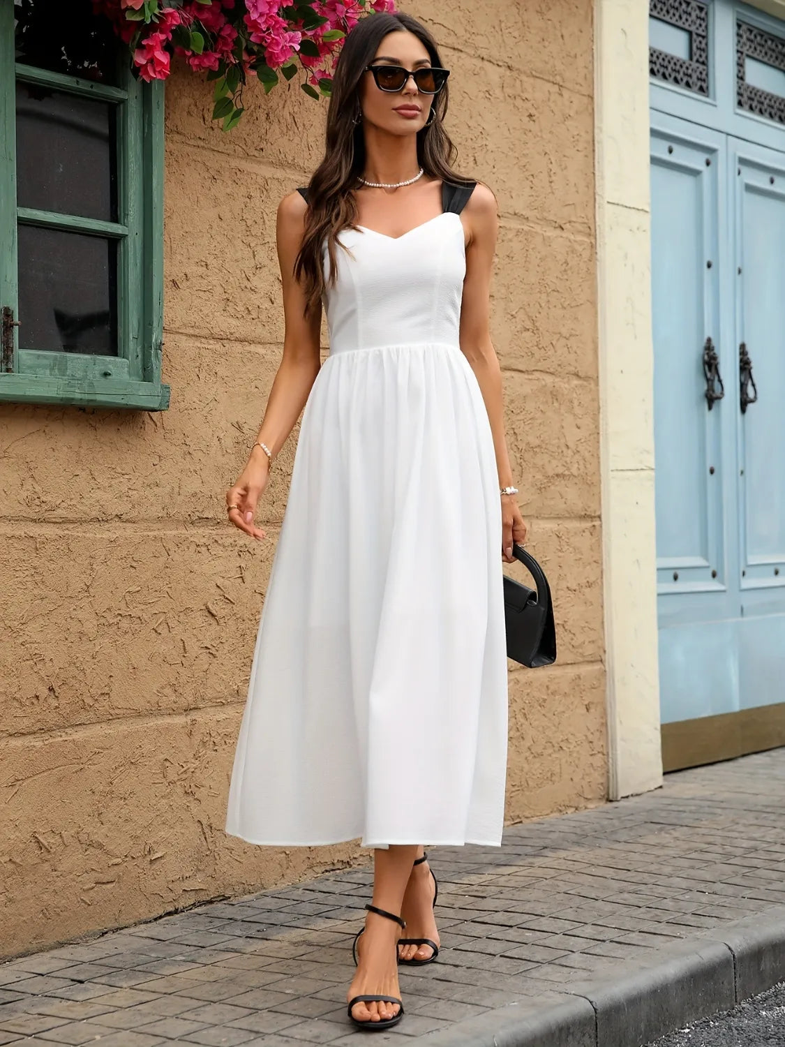 Sweetheart Neck Wide Strap Midi Dress - alternate view 6
