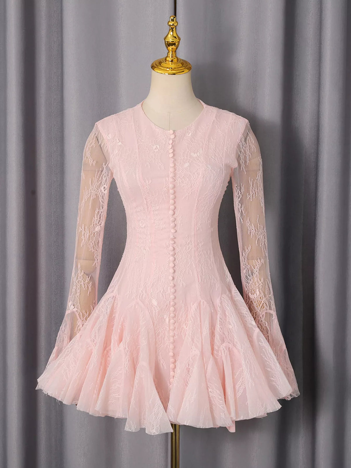 Lace Flare Sleeve Mini Dress - alternate view 2