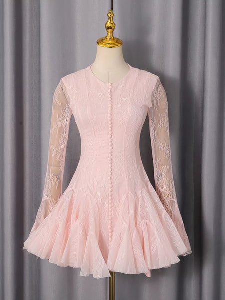 Lace Flare Sleeve Mini Dress - alternate view 2