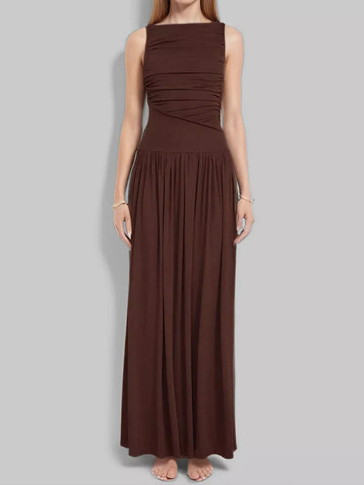 Full Size Ruched Sleeveless Maxi Dress Plus Size - alternate view 6