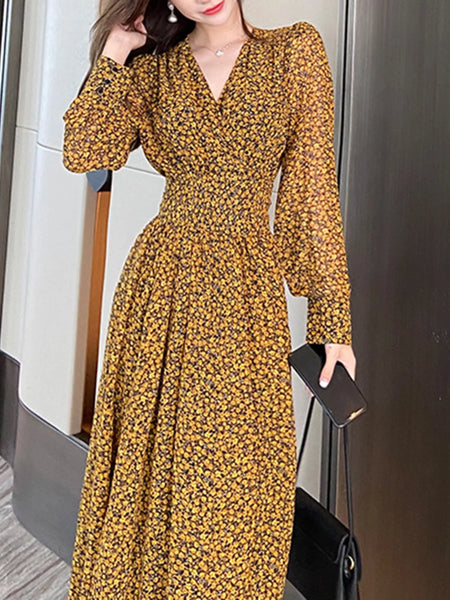 Floral Print Long Sleeve Dress - alternate view 5
