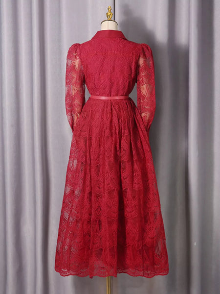 Lace Button Front Midi Dress - alternate view 8