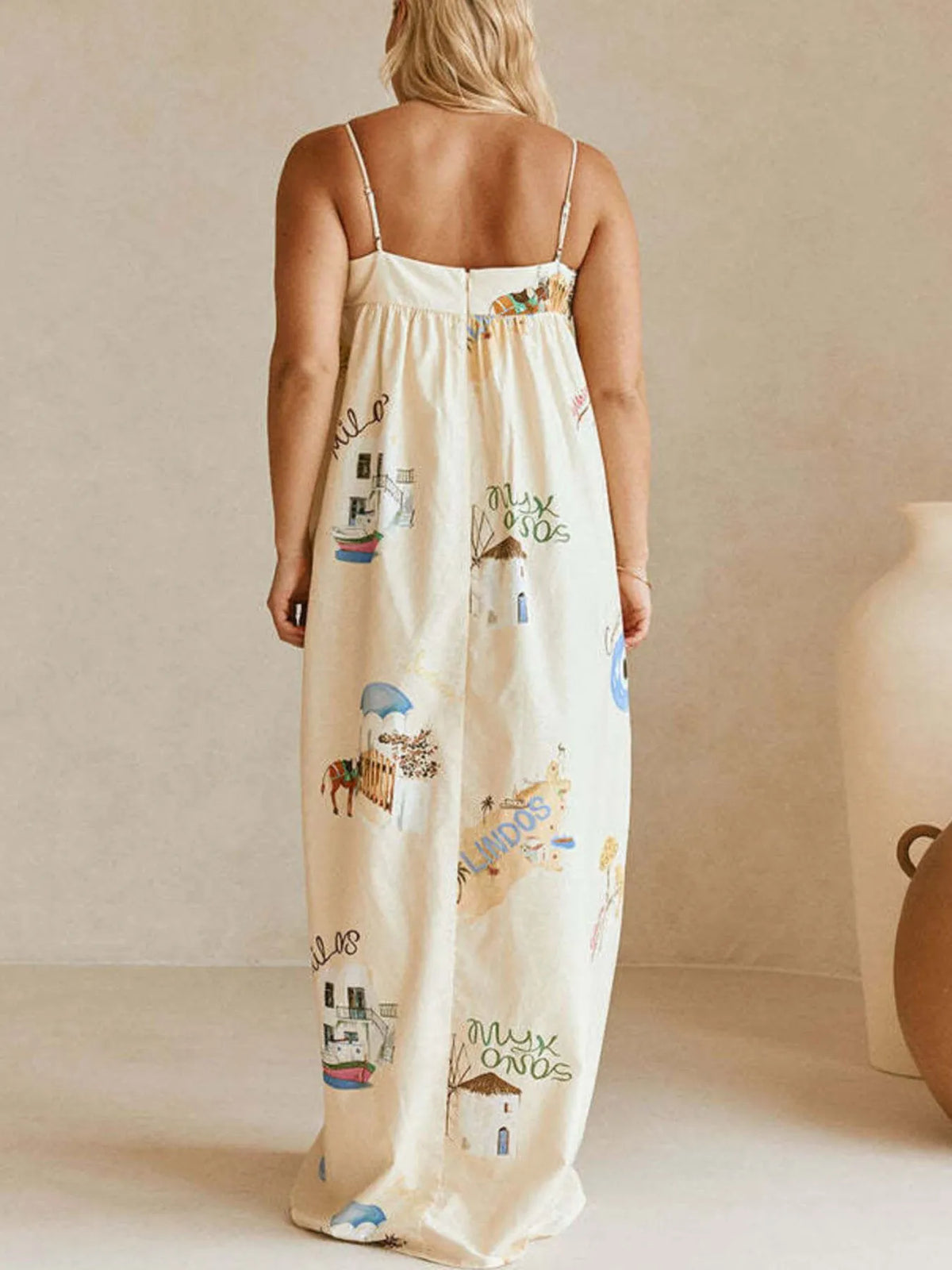Bohemian Print Cami Maxi Dress with Pockets - alternate view 4