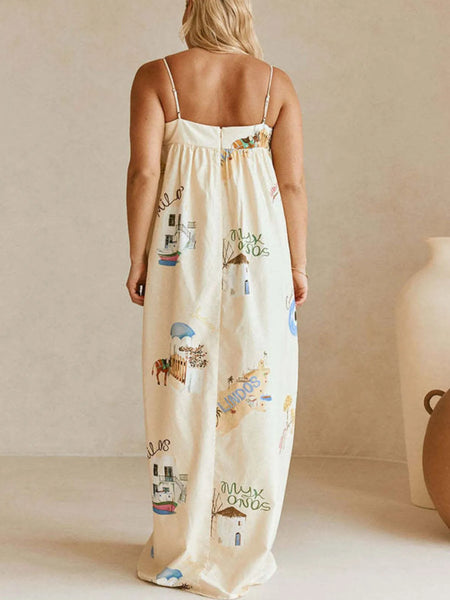 Bohemian Print Cami Maxi Dress with Pockets - alternate view 4