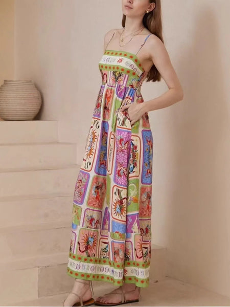 Printed Square Neck Cami Dress - alternate view 5