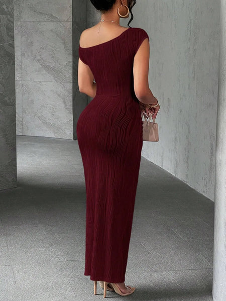 Asymmetrical One Shoulder Bodycon Maxi Dress - alternate view 12