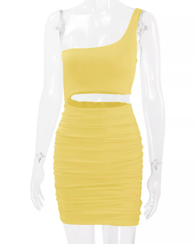 One-Shoulder Cutout Ruched Bodycon Mini Dress - alternate view 18