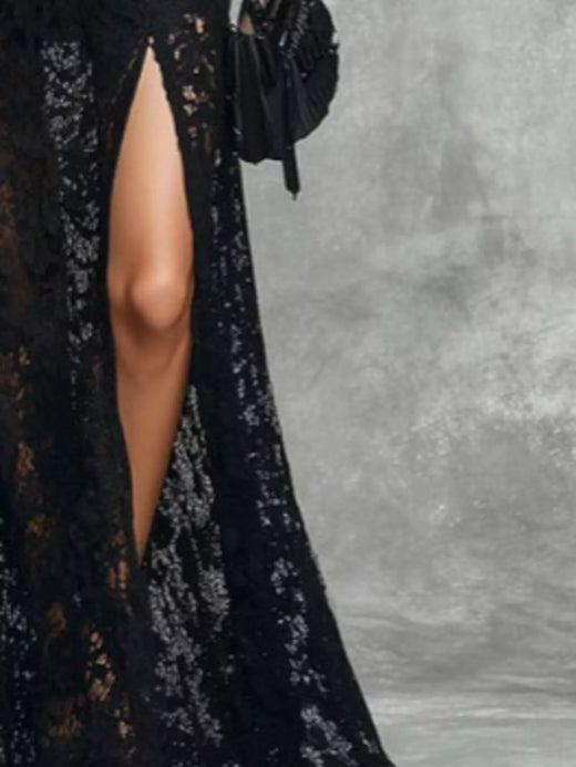 Slit Lace Sleeveless Maxi Dress - alternate view 3