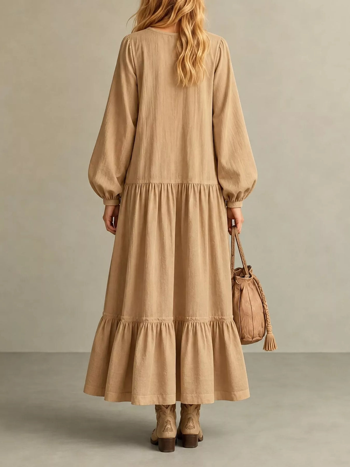 Button Front Tiered Maxi Dress - alternate view 14