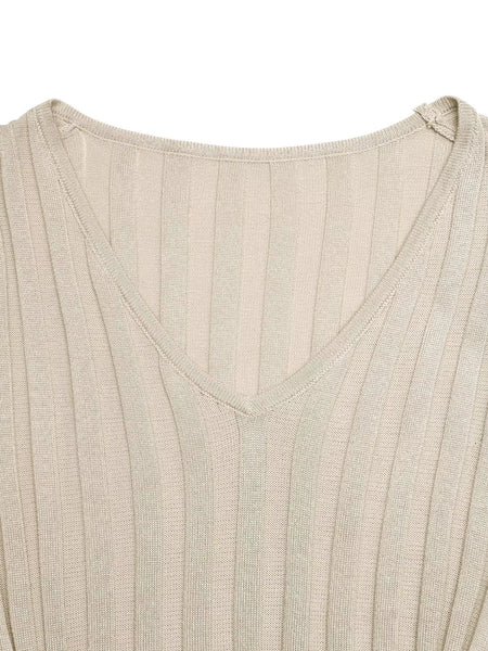 Ribbed Knit V-Neck Long Sleeve Maxi Dress - alternate view 6