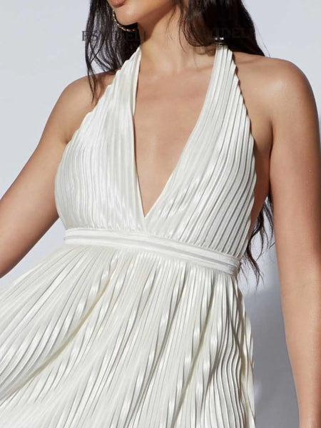 Pleated Halter Neck Mini Dress - alternate view 10