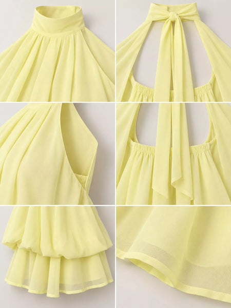 Halter Neck Ruched Mini Dress - alternate view 7
