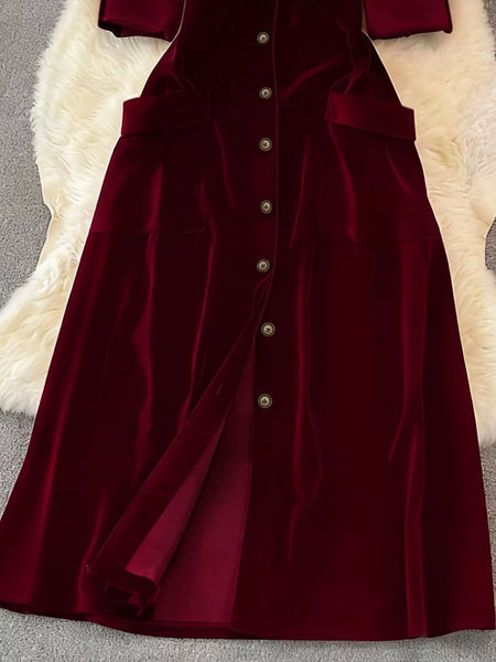 Velvet Button-Down Midi Dress - alternate view 8