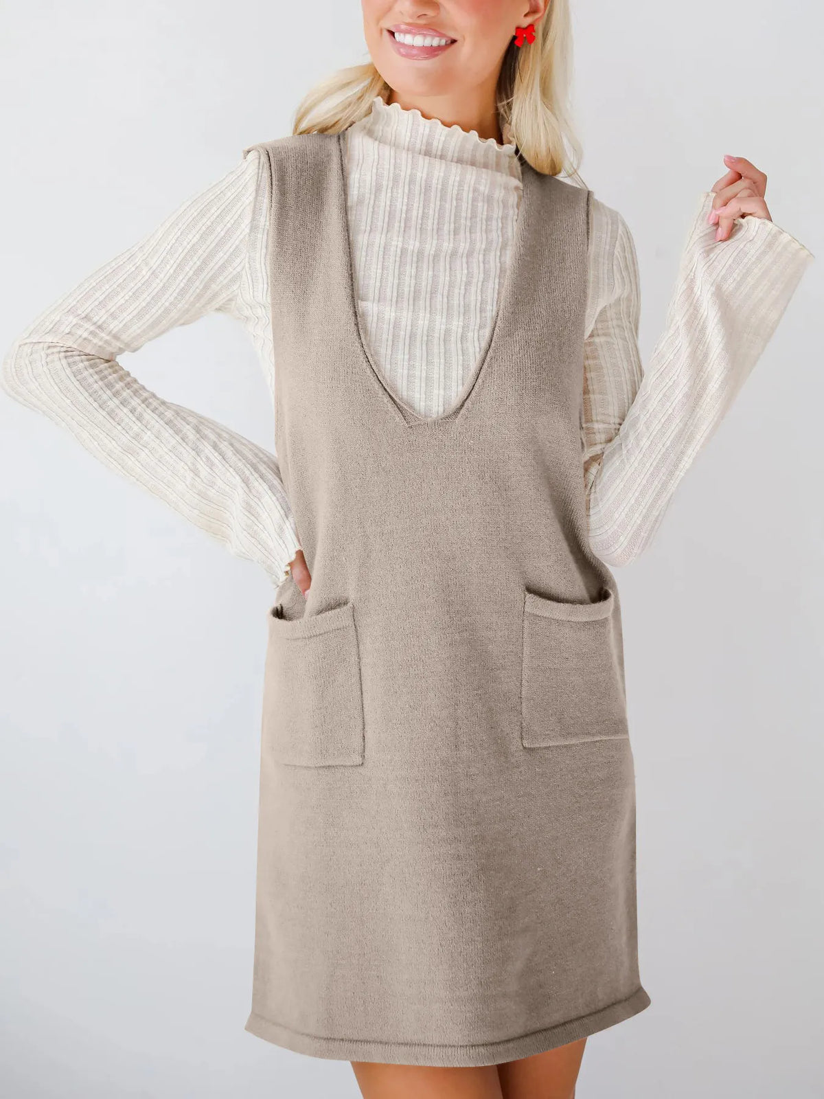 Sleeveless Knit Dress with Pockets - alternate view 17