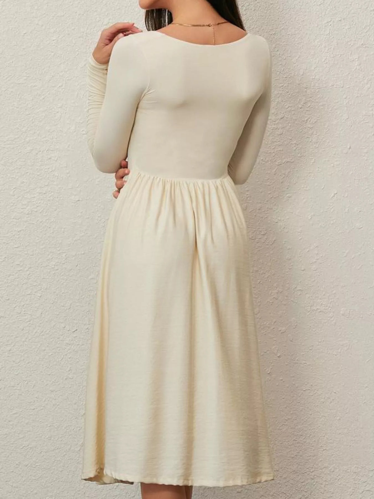 Square Neck Long Sleeve Midi Dress - alternate view 10